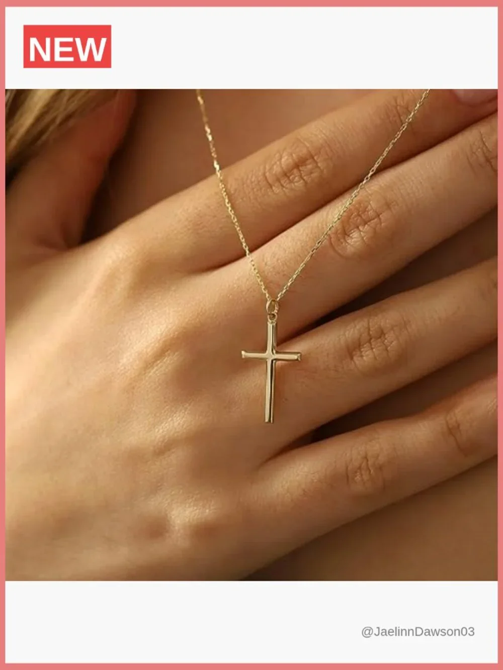 14K Gold Plated Cross Pendant Necklace - Faith Religious Jewelry Gift